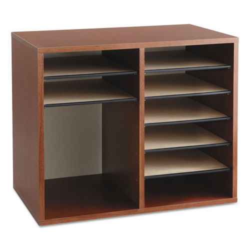 Fiberboard Literature Sorter, 12 Compartments, 19.63 X 11.88 X 16.13, Cherry.