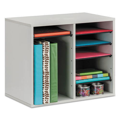Fiberboard Literature Sorter, 12 Compartments, 19.63 X 11.88 X 16.13, Gray.