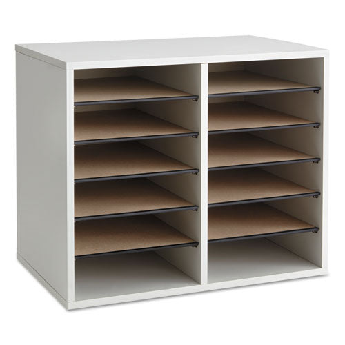 Fiberboard Literature Sorter, 12 Compartments, 19.63 X 11.88 X 16.13, Gray.