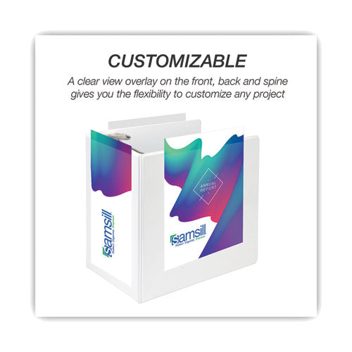 Nonstick D-ring View Binder, 3 Rings, 6" Capacity, 11 X 8.5, White.