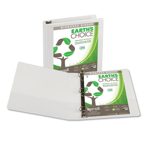 Earth's Choice Plant-based D-ring View Binder, 3 Rings, 1.5" Capacity, 11 X 8.5, White.