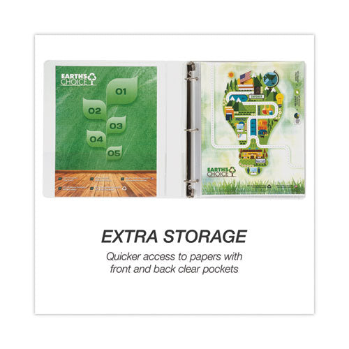 Earth's Choice Plant-based Round Ring View Binder, 3 Rings, 1" Capacity, 11 X 8.5, White.