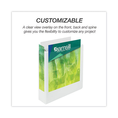 Earth's Choice Plant-based Round Ring View Binder, 3 Rings, 3" Capacity, 11 X 8.5, White.