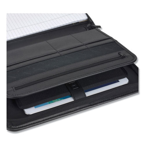 Professional Zippered Pad Holder, Pockets/slots, Writing Pad, Black.
