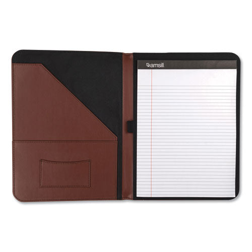 Contrast Stitch Leather Padfolio, 8 1/2 X 11, Leather, Tan.