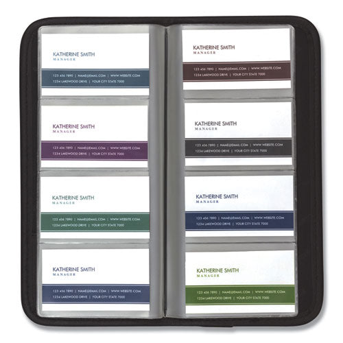 Professional Vinyl Business Card File, Holds 160 2 X 3.5 Cards, 4.75 X 10.25, Black.