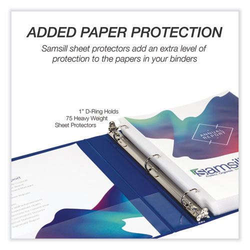 Durable D-ring View Binders, 3 Rings, 1" Capacity, 11 X 8.5, Black/blue/green/red, 4/pack.