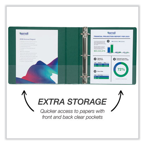 Durable D-ring View Binders, 3 Rings, 2" Capacity, 11 X 8.5, Black/blue/green/red, 4/pack.