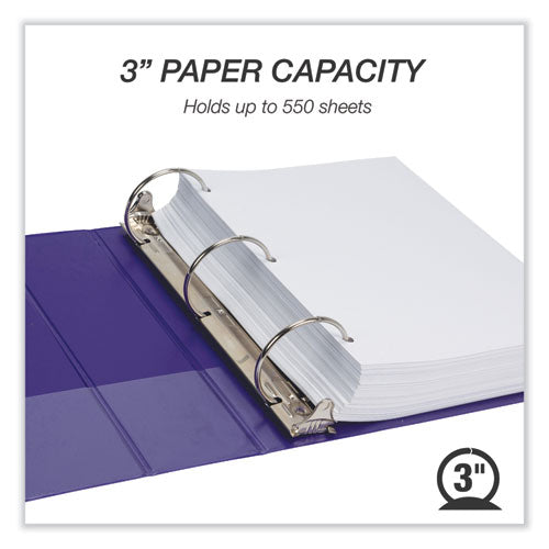 Earth's Choice. Plant-based Economy Round Ring View Binders, 3 Rings, 3" Capacity, 11 X 8.5, Purple, 2/pack