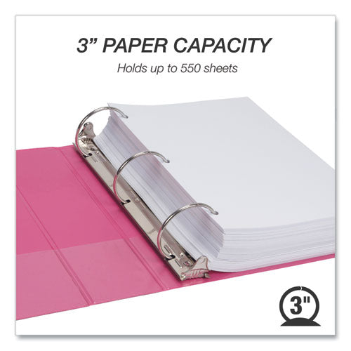 Earth's Choice Plant-based Economy Round Ring View Binders, 3 Rings, 3". Capacity, 11 X 8.5, Pink, 2/pack