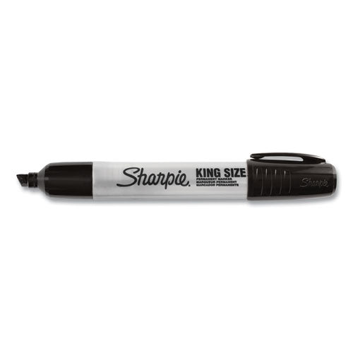 King Size Permanent Marker, Broad Chisel Tip, Black, Dozen.
