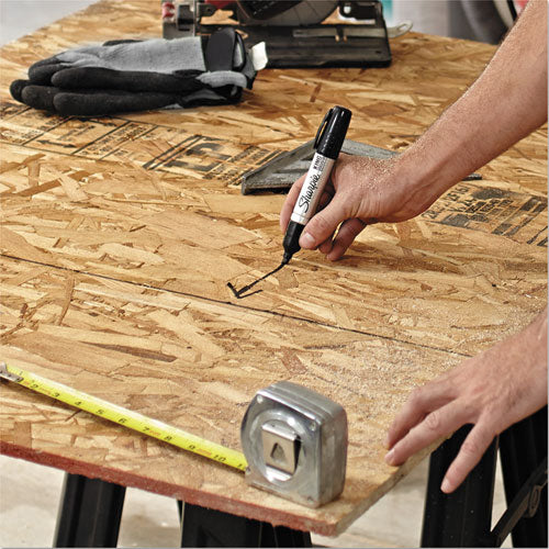 King Size Permanent Marker, Broad Chisel Tip, Black, 4/pack.