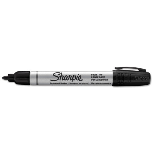 Durable Metal Barrel Permanent Marker, Medium Bullet Tip, Black.