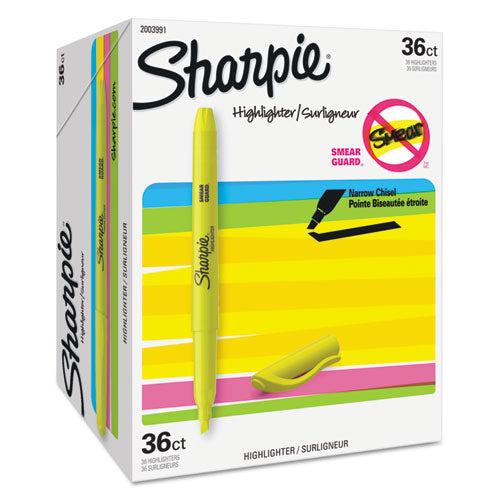 Pocket Style Highlighter Value Pack, Yellow Ink, Chisel Tip, Yellow Barrel, 36/pack.