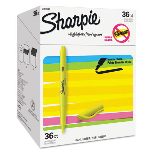 Pocket Style Highlighter Value Pack, Yellow Ink, Chisel Tip, Yellow Barrel, 36/pack.