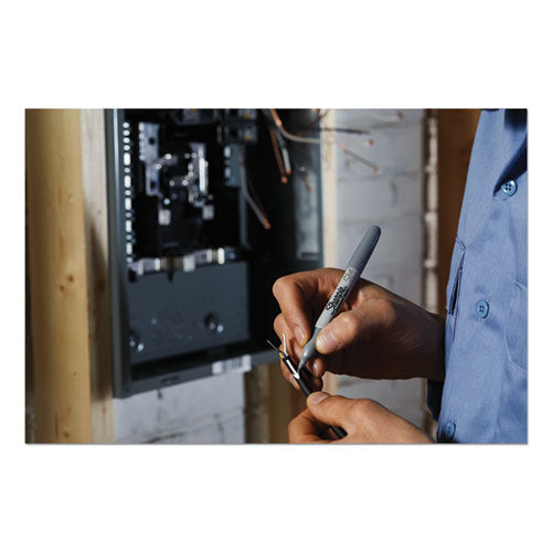 Metallic Fine Point Permanent Markers, Fine Bullet Tip, Blue-green-red, 6/pack.