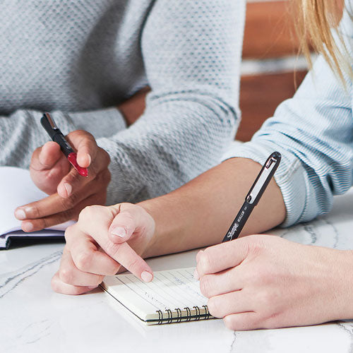 Professional Design Roller Ball Pen, Stick,Fine 0.5 Mm, Red Ink, Black/red Barrel, Dozen