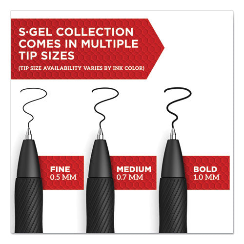 S-gel High-performance Gel Pen, Retractable, Bold 1 Mm, Red Ink, Black Barrel, Dozen.