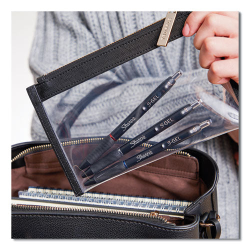 S-gel High-performance Gel Pen, Retractable, Medium 0.7 Mm, Blue Ink, Black Barrel, Dozen.