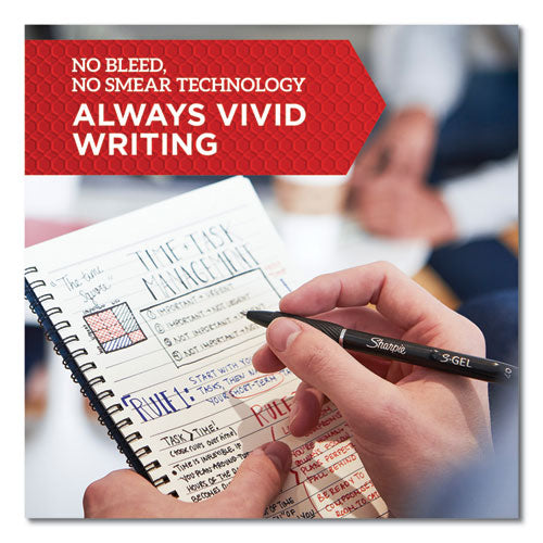 S-gel High-performance Gel Pen, Retractable, Fine 0.5 Mm, Red Ink, Black Barrel, Dozen.