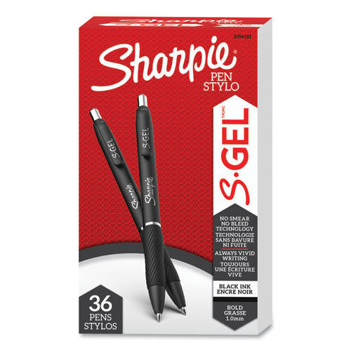 S-gel High-performance Gel Pen, Retractable, Bold 1 Mm, Black Ink, Black Barrel, 36/pack.