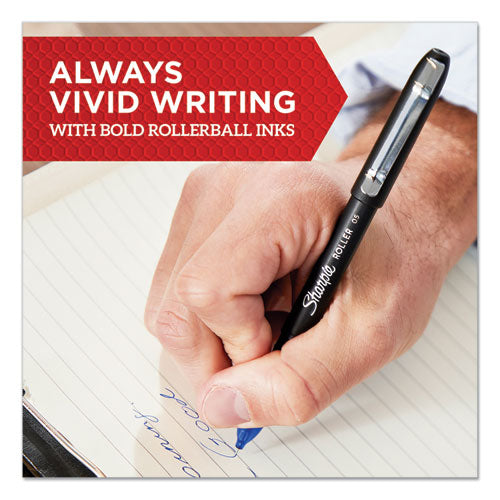 Professional Design Roller Ball Pen, Stick, Medium 0.7 Mm, Blue Ink, Black/blue Barrel, Dozen.