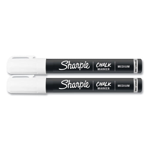 Wet-erase Chalk Marker, Medium Bullet Tip, White, 2/pack.