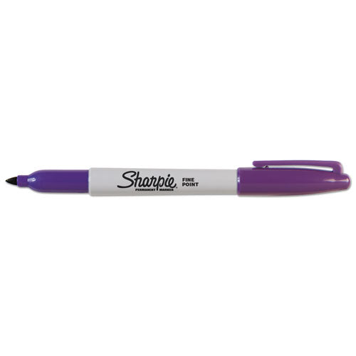Fine Tip Permanent Marker, Fine Bullet Tip, Purple, Dozen.