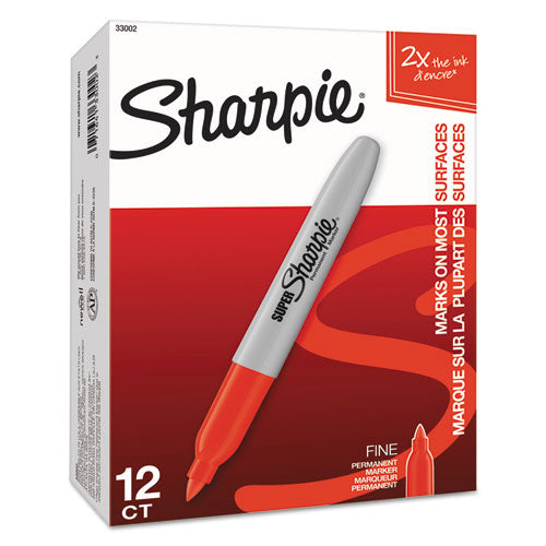 Super Permanent Marker, Fine Bullet Tip, Red, Dozen.