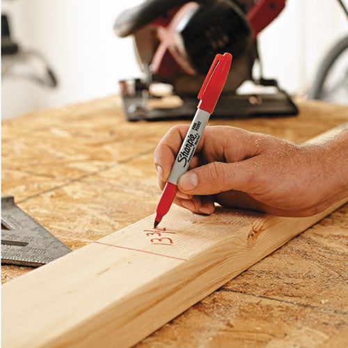 Super Permanent Marker, Fine Bullet Tip, Red, Dozen.