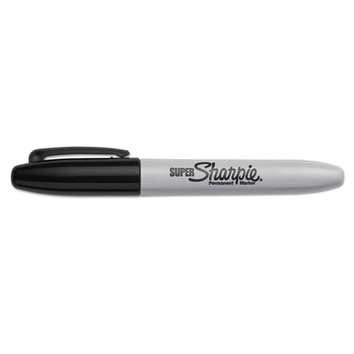 Super Permanent Marker, Fine Bullet Tip, Black, 6/pack.