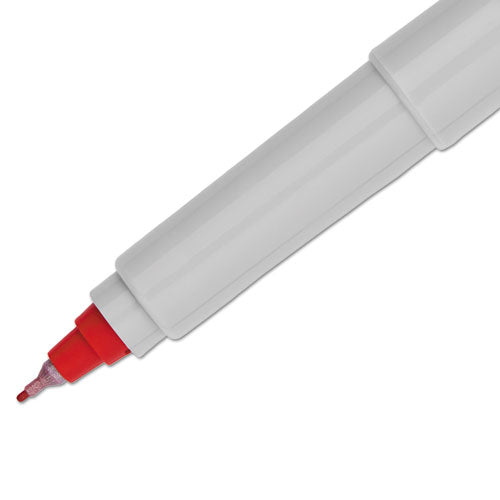 Ultra Fine Tip Permanent Marker, Ultra-fine Needle Tip, Red, Dozen.