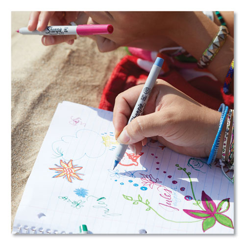 Ultra Fine Tip Permanent Marker, Ultra-fine Needle Tip, Blue, Dozen.