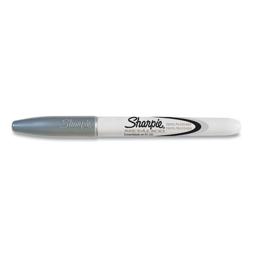 Metallic Fine Point Permanent Markers, Fine Bullet Tip, Metallic Silver, Dozen.