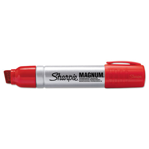 Magnum Permanent Marker, Broad Chisel Tip, Red.