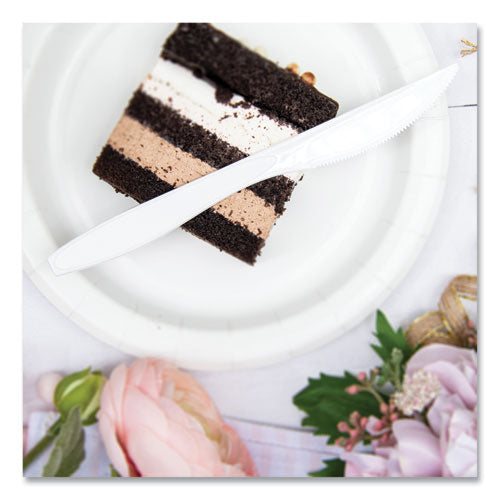 Impress Heavyweight Full-length Polystyrene Cutlery, Knife, White, 100/box.