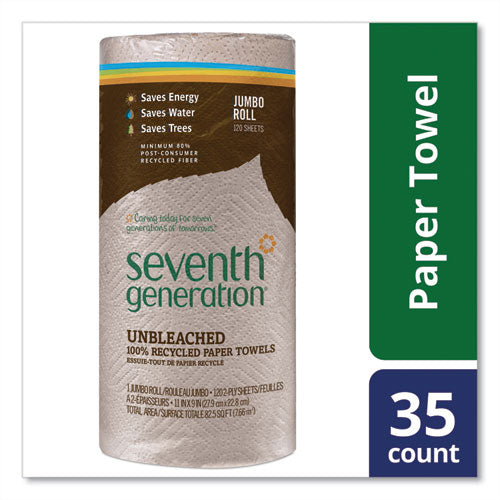 Natural Unbleached 100% Recycled Paper Kitchen Towel Rolls, 2-ply, 11 X 9, 120 Sheets/roll.