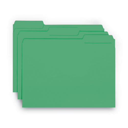 Interior File Folders, 1/3-cut Tabs: Assorted, Letter Size, 0.75" Expansion, Green, 100/box.