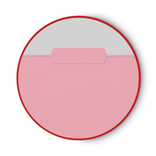 Interior File Folders, 1/3-cut Tabs: Assorted, Letter Size, 0.75" Expansion, Pink, 100/box.