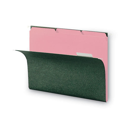 Interior File Folders, 1/3-cut Tabs: Assorted, Letter Size, 0.75" Expansion, Pink, 100/box.