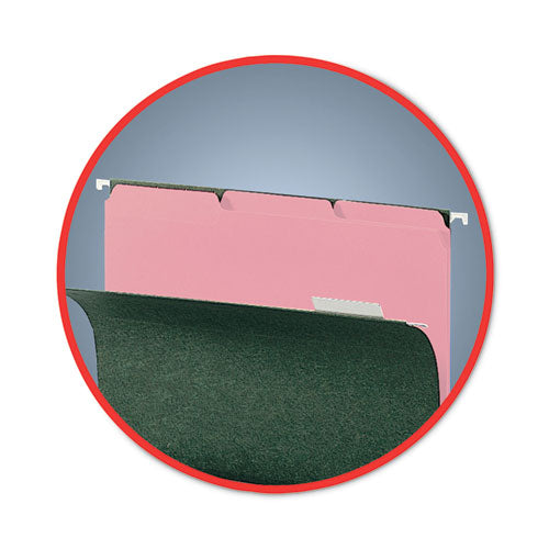 Interior File Folders, 1/3-cut Tabs: Assorted, Letter Size, 0.75" Expansion, Pink, 100/box.