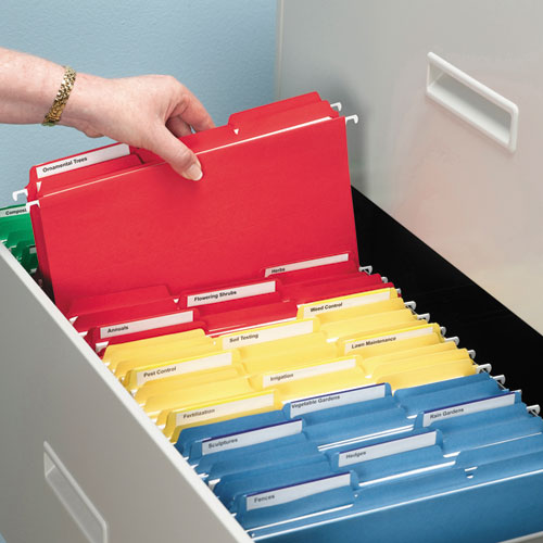 Interior File Folders, 1/3-cut Tabs: Assorted, Letter Size, 0.75" Expansion, Yellow, 100/box.