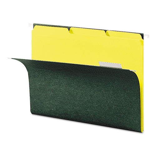 Interior File Folders, 1/3-cut Tabs: Assorted, Letter Size, 0.75" Expansion, Yellow, 100/box.