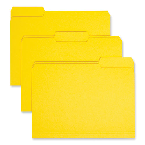 Interior File Folders, 1/3-cut Tabs: Assorted, Letter Size, 0.75" Expansion, Yellow, 100/box.