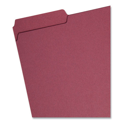 Interior File Folders, 1/3-cut Tabs: Assorted, Letter Size, 0.75" Expansion, Maroon, 100/box.