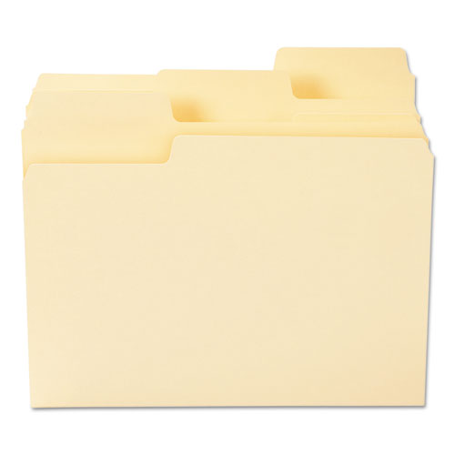 Supertab Top Tab File Folders, 1/3-cut Tabs: Assorted, Letter Size, 0.75" Expansion, 11-pt Manila, 100/box.