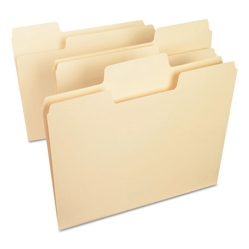 Supertab Top Tab File Folders, 1/3-cut Tabs: Assorted, Letter Size, 0.75" Expansion, 11-pt Manila, 100/box.