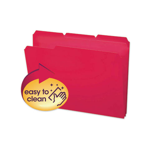 Top Tab Poly Colored File Folders, 1/3-cut Tabs: Assorted, Letter Size, 0.75" Expansion, Red, 24/box.