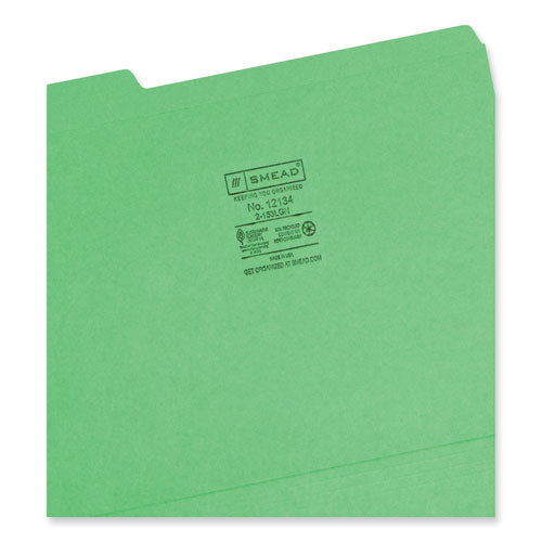 Reinforced Top Tab Colored File Folders, 1/3-cut Tabs: Assorted, Letter Size, 0.75" Expansion, Green, 100/box