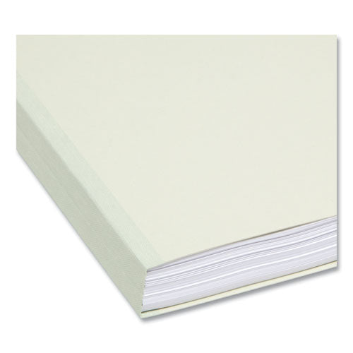 Expanding Recycled Heavy Pressboard Folders, 1/3-cut Tabs: Assorted, Letter Size, 1" Expansion, Gray-green, 25/box.